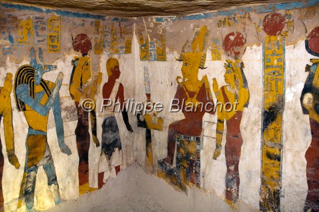 egypte desert libyque 19.JPG - Fresques peintes sur les murs d'un tombeau à BahareyaDésert libyque, Egypte